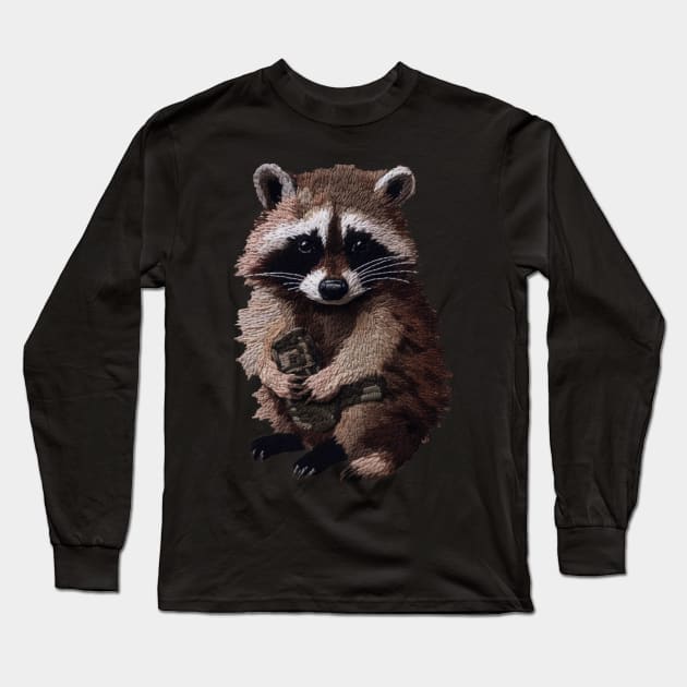 Knitted raccoon Long Sleeve T-Shirt by NemfisArt